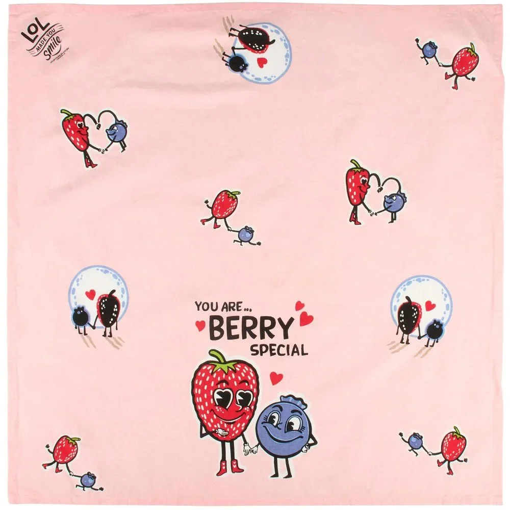 You Are Berry Special Kitchen Towel | Pink Strawberry & Blueberry Cotton Towel